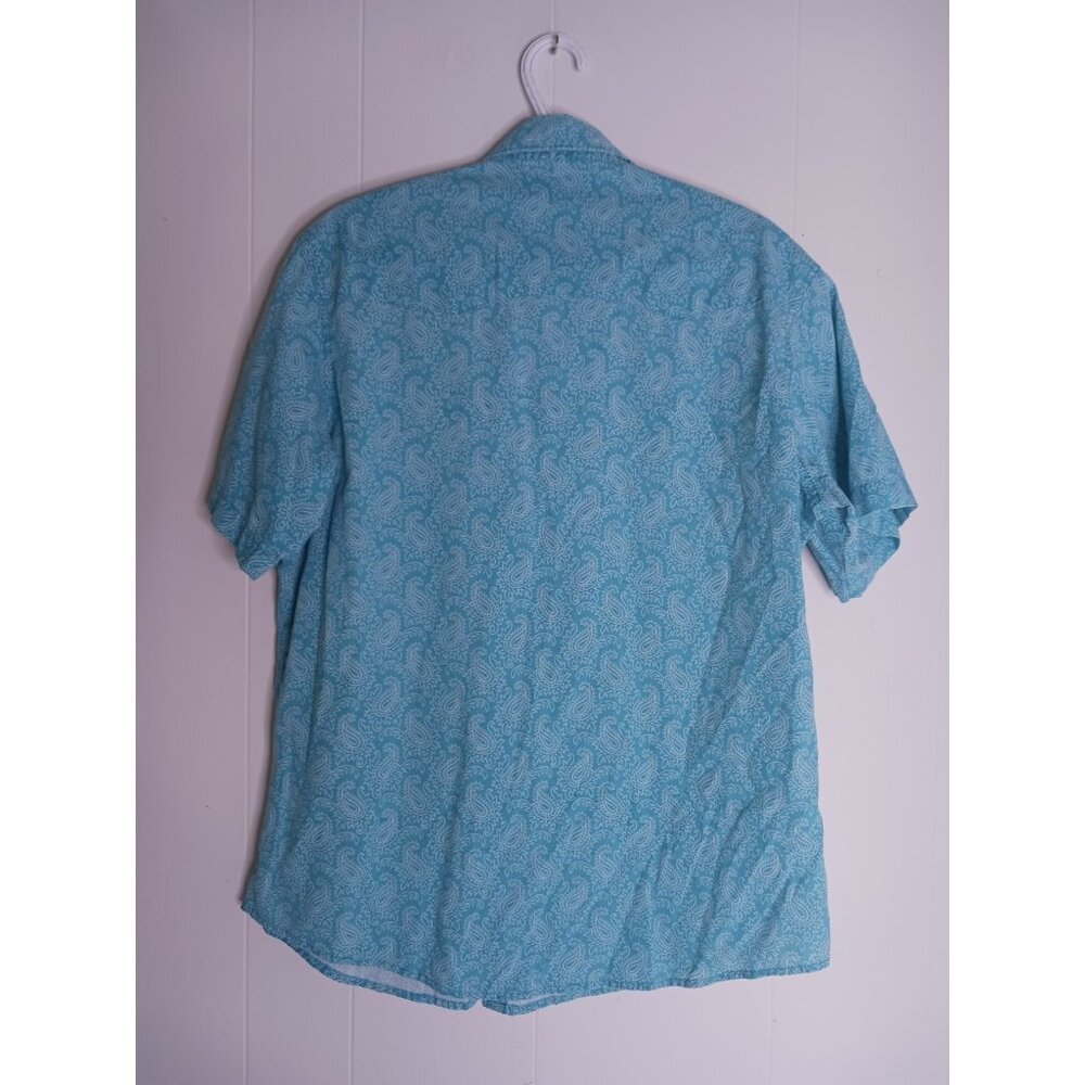 Wrangler Teal Paisley Short Sleeve Button-Down Shirt - Picture 6 of 8